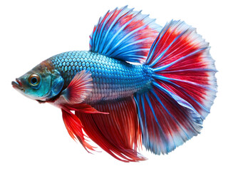 Fototapeta premium Siamese fighting fish isolated on transparent background, colorful betta