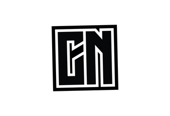 CN Modern Monogram Logo Design with Bold Geometric Shape and Minimal Frame.