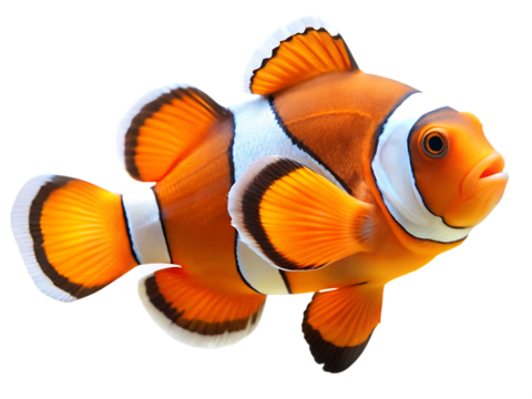 Clownfish isolated on transparent background, a colorful tropical fish