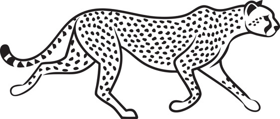 Elegant Cheetah in Black and White Silhouette