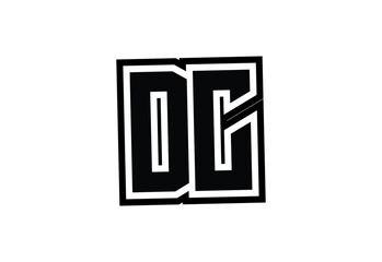 DC Modern Monogram Logo Design with Bold Geometric Shape and Minimal Frame.
