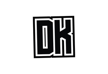 DK Modern Monogram Logo Design with Bold Geometric Shape and Minimal Frame.
