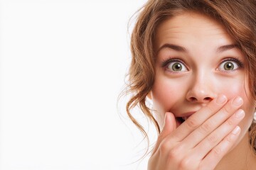 Young woman shows surprise and delight in a bright moment of joy Generative AI