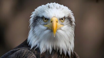 Obraz premium Majestic eagle's fierce gaze in misty dawn, embodying freedom spirit, resonating with World Wildlife Day and Avian Awareness