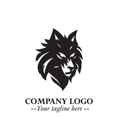 Fierce Head of Wolf Logo Symbol in Black on White Background with Bold Minimalist Modern Design