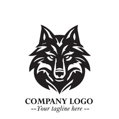 Fierce Head of Wolf Logo Symbol in Black on White Background with Bold Minimalist Modern Design