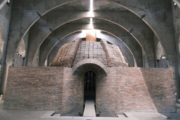 Clay kilns in a ceramics workshop in Jingdezhen, Jiangxi, China