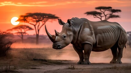 wildlife, nature, world wildlife day, rhino on sunset