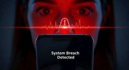 System breach detected security alert cyber attack warning mobile phone data privacy protection threat scan