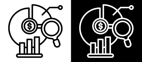 Market Analysis Icon Set In Black And White Filled Style Collection