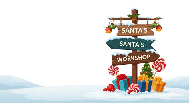 Workshop Signpost Scene Vector