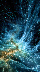 futuristic AI light form concept Abstract colorful light waves in dark background. digital neural energy visualization cyber luminous abstract pattern