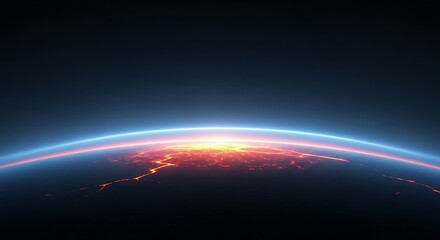 Earths horizon glows with city lights, showcasing the beauty of our planet at night
