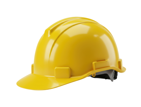 Yellow hard hat construction safety helmet occupational protection gear transparent background cutout png