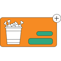 Crispy Fried Chicken Bucket With Bone Appetit Text Box Illustration Flat Design Style Transparent Background