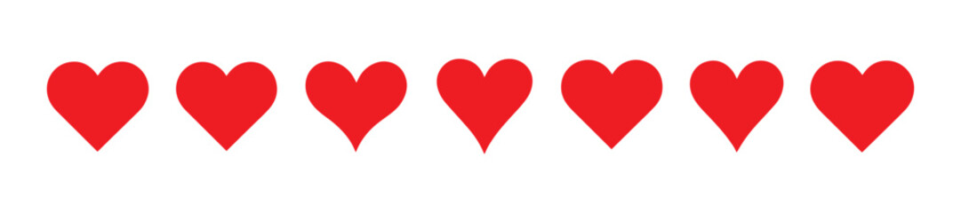 Red heart icons set vector