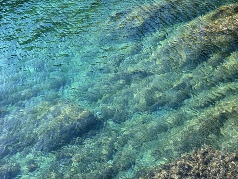 Aqua green sea water surface background.