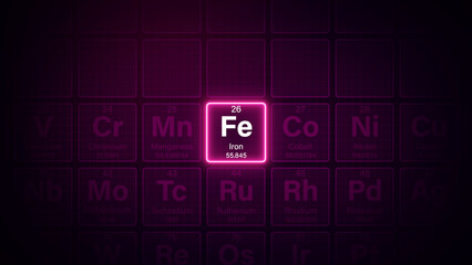 Modern periodic table element Iron illustration