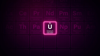 Modern periodic table element Uranium illustration