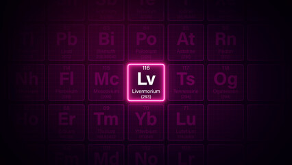Modern periodic table element Livermorium illustration