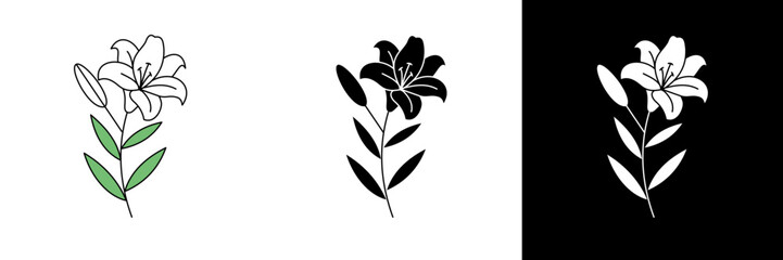 A delicate white lily flower symbolizing purity and renewal, perfect for religious events, spring celebrations, or spiritual-themed vector designs.