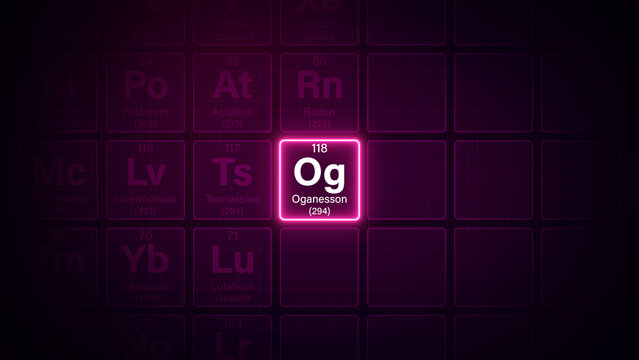 Modern periodic table element Oganesson illustration
