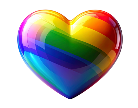 Rainbow Heart Icon Representing LGBTQ+ Love and Unity, 3D Illustration, Isolated on Transparent Background - Powered by Adobe