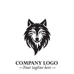 Fierce Head of Wolf Logo Symbol in Black on White Background with Bold Minimalist Modern Design