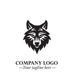 Fierce Head of Wolf Logo Symbol in Black on White Background with Bold Minimalist Modern Design