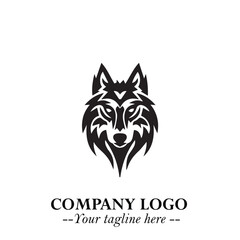 Obraz premium Fierce Head of Wolf Logo Symbol in Black on White Background with Bold Minimalist Modern Design
