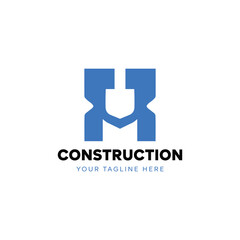 Letter H Shovel construction logo
