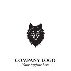 Fierce Head of Wolf Logo Symbol in Black on White Background with Bold Minimalist Modern Design