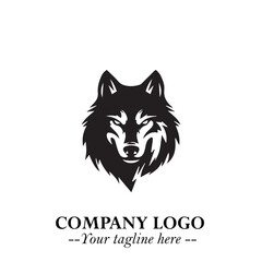 Fierce Head of Wolf Logo Symbol in Black on White Background with Bold Minimalist Modern Design