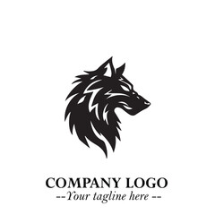 Fierce Head of Wolf Logo Symbol in Black on White Background with Bold Minimalist Modern Design
