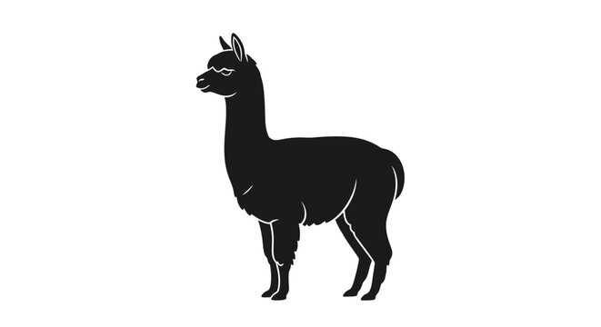 black alpaca silhouette on white background clip art preview