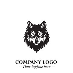Fierce Head of Wolf Logo Symbol in Black on White Background with Bold Minimalist Modern Design