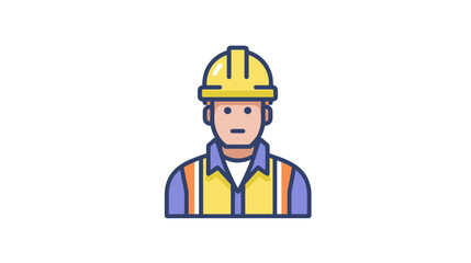 Engineer icon with safety helmet in flat style illustration