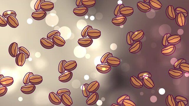 Seamless pattern of roasted coffee beans with warm bokeh background. Perfect for coffee shop branding, packaging, wallpaper, textile, and cozy caf&eacute;-themed design projects.