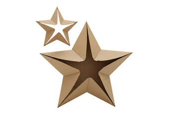 Obraz premium 3d illustration of two cardboard star shapes, one larger than the other, with open centers, isolated on transparent background on transparent background