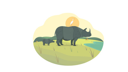 One horned Rhino Assam ASIA