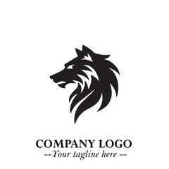 Fierce Head of Wolf Logo Symbol in Black on White Background with Bold Minimalist Modern Design