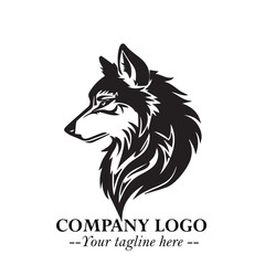 Fierce Head of Wolf Logo Symbol in Black on White Background with Bold Minimalist Modern Design