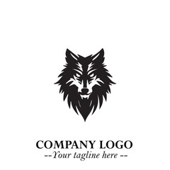 Fierce Head of Wolf Logo Symbol in Black on White Background with Bold Minimalist Modern Design