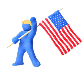 American flag and a man isolated