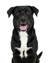 Obraz premium Black labrador retriever with white chest transparent background cutout png