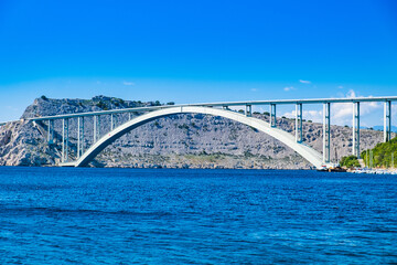 Krk bridge, connecting mainland and island of Krk, Kvarner bay, Croatia 
