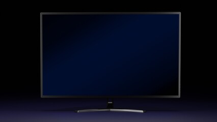 Modern Computer Monitor with Blank Blue Screen for Mockup on a Dark Background