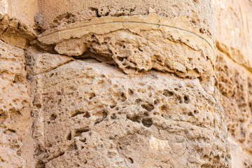 Details from a wall of Roman Amphitheatre El Djem, Tunisia