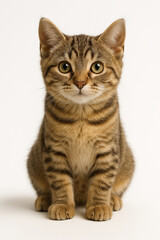 Adorable chaton tigré assis regardant la caméra