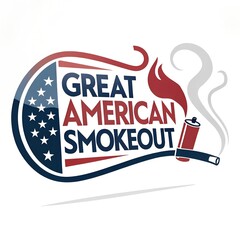 Great American Smokeout Awareness Poster, Quit Smoking Day Bold Design, Stop Smoking Campaign Illustration, No Tobacco Health Awareness Art, Anti-Smoking Motivation Graphic